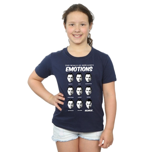 The Big Bang Theory Girls Sheldon Emotions Bomull T-shirt 12-13 Navy Blue 12-13 Years