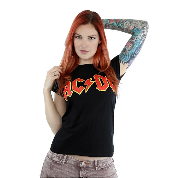 AC/DC Dam/Kvinnor Röd Logo Bomull T-shirt L Svart Black L