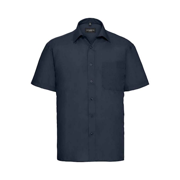 Russell Collection Herr Poplin Easy-Care Kortärmad Formell Skjorta French Navy 18.5in-19in