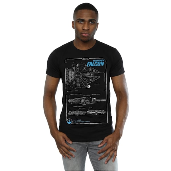 Star Wars Mens Force Awakens Millennium Falcon Manual T-Shirt M Black M