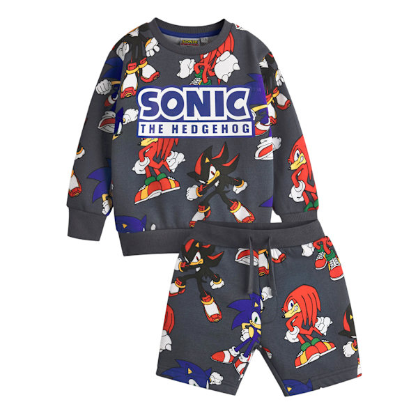 Sonic The Hedgehog Pojkar Karaktärer Långärmad Sweatshirt och Grey 3-4 Years