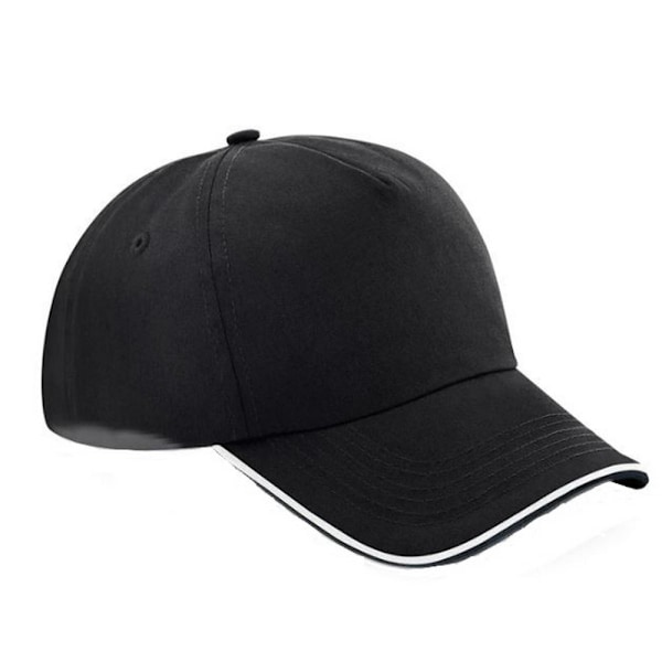 Beechfield Vuxen Unisex Authentic 5 Panel Piped Peak Cap One S Black/White One Size