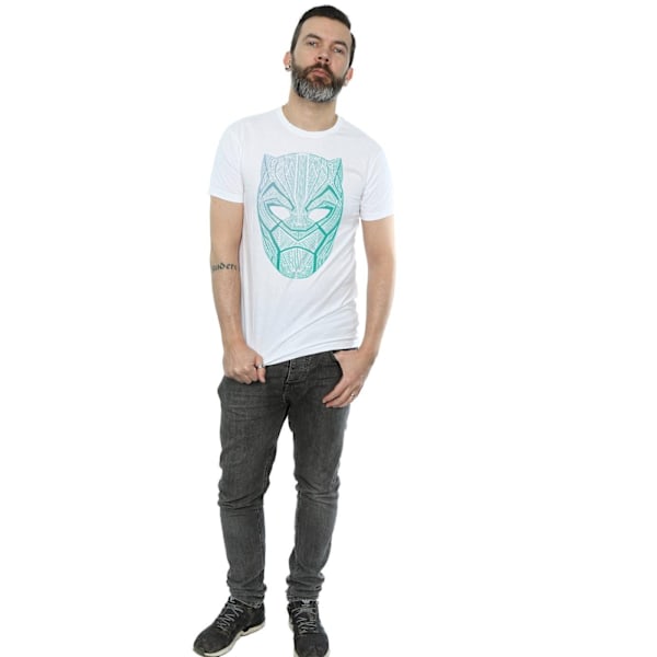 Marvel Herr Svart Panter Tribal Mask T-Shirt 3XL Vit White 3XL