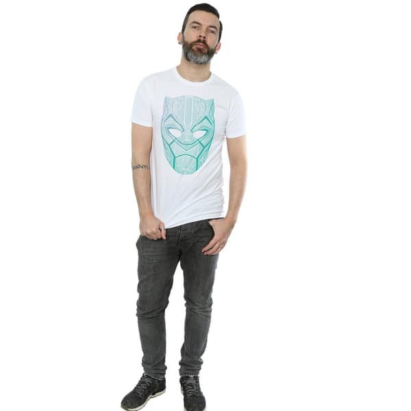 Marvel Herr Svart Panter Tribal Mask T-Shirt L Vit White L