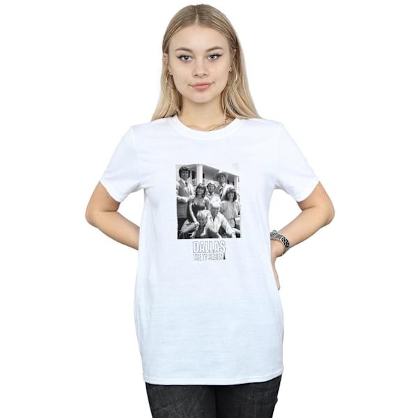 Dallas Dam/Kvinnor Ewing Family Mono Bomull Boyfriend T-Shirt White 5XL