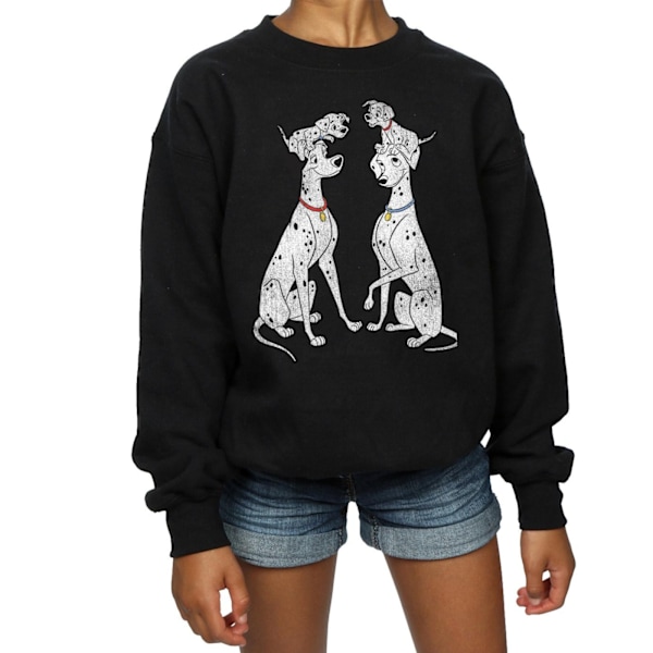 Disney Girls 101 Dalmatiner Klassisk Pongo Och Perdita Sweatshirt Black 5-6 Years