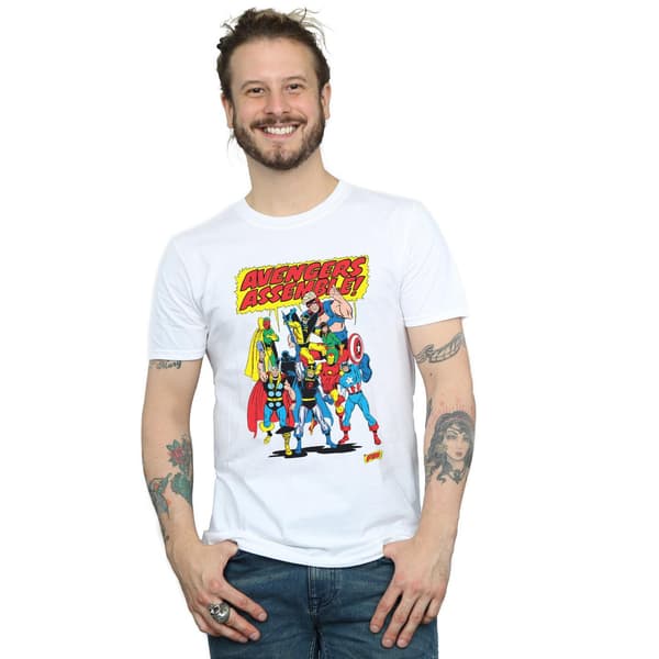 Marvel Comics Herr Avengers Assemble T-shirt 3XL Vit White 3XL