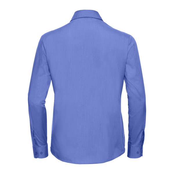Russell Collection Dam/Dam Poplin Lättskött Långärmad Corporate Blue 3XL