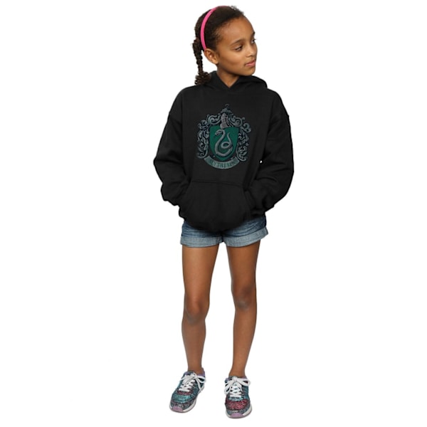 Harry Potter Flickor Slytherin Distressed Crest Hoodie 3-4 År Black 3-4 Years