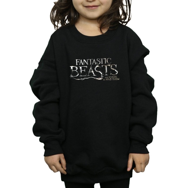 Fantastic Beasts Girls Text Logo Sweatshirt 7-8 Years Black Black 7-8 Years