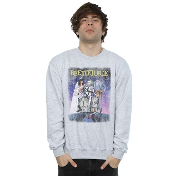 Beetlejuice Herr Distressed Poster Sweatshirt S Sports Grey Sports Grey S
