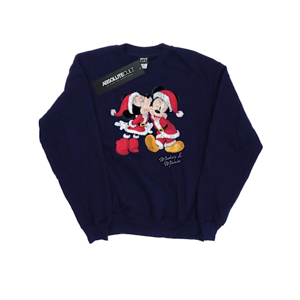 Disney Herr Mickey Och Minnie Julkyss Sweatshirt L Marinblå Navy Blue L