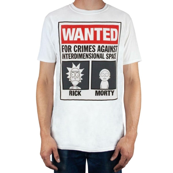 Rick And Morty Mens eftersökt affisch T-shirt XXL Vit/Svart/Röd White/Black/Red XXL