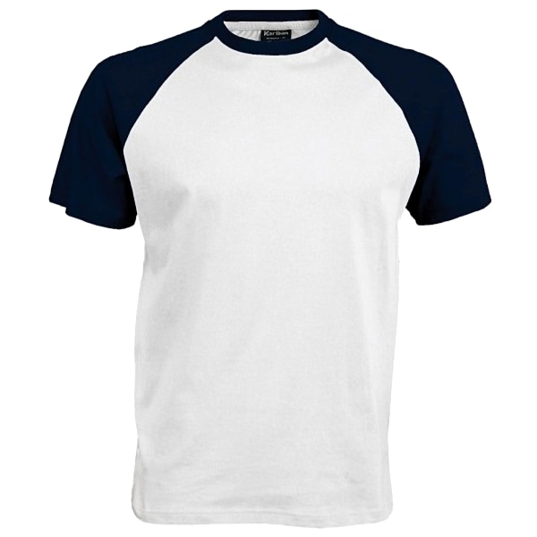 Kariban Herr kortärmad baseball T-shirt 2XL Vit/Navy White/Navy 2XL