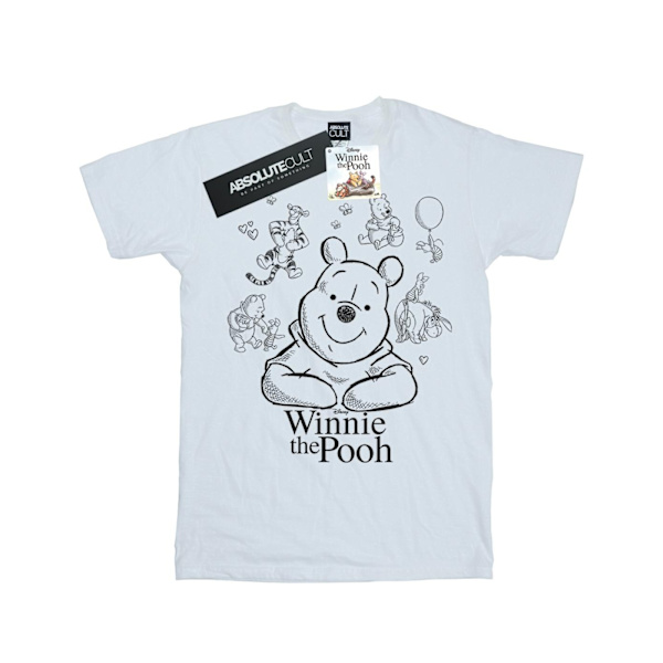 Disney Girls Winnie The Pooh Collage Sketch Bomull T-shirt 7-8 White 7-8 Years