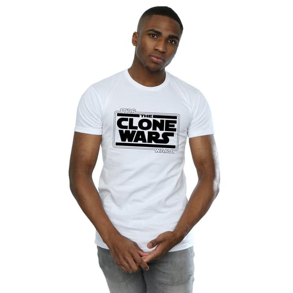 Star Wars T-shirt för män med Clone Wars-logotyp, S, vit White S