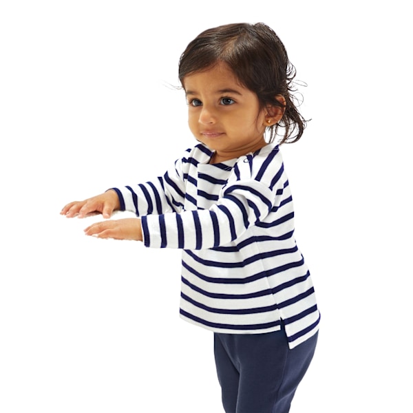 Babybugz Baby Breton Stripe Long-Sleeved T-Shirt 12-18 Months W White/Nautical Navy 12-18 Months