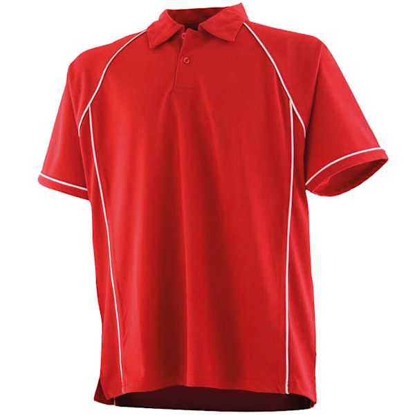 Finden & Hales Unisex Piped Performance Sports Polo Shirt för barn Red/White 13-14