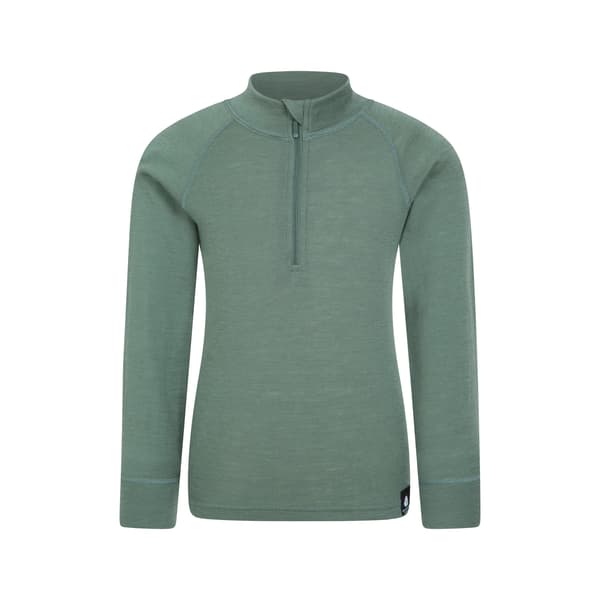 Mountain Warehouse Barn/Barn Merino Blend Half Zip Base La Khaki Green 7-8 Years