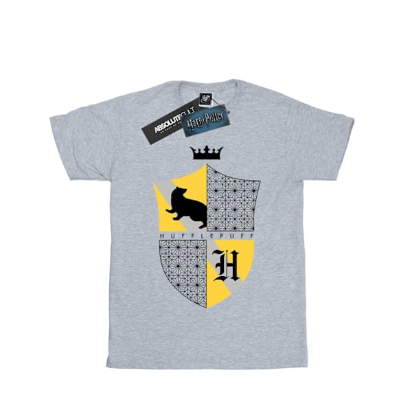 Harry Potter T-shirt för flickor med Hufflepuff-sköld, bomull, 5-6 år, S Sports Grey 5-6 Years