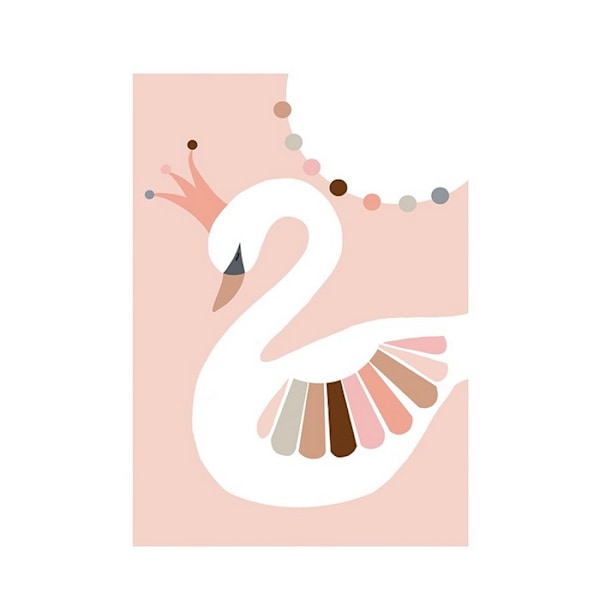 Summer Thornton Swan Print 40cm x 30cm Vit/Persika White/Peach 40cm x 30cm