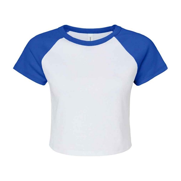 Bella + Canvas Dam/Dam Micro-Rib Raglan Crop Top L Vit/ White/Royal Blue L