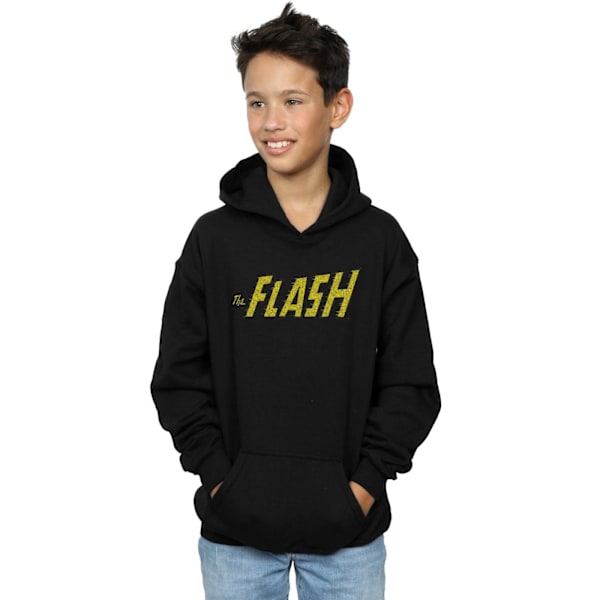 DC Comics Boys Flash Crackle Logo Hoodie 7-8 år Svart Black 7-8 Years