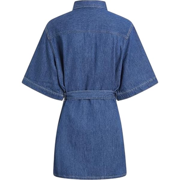 Calvin Klein Dam/Kvinnor Denim Kragad Boxig Miniskjortklänning Medium Blue 8 UK