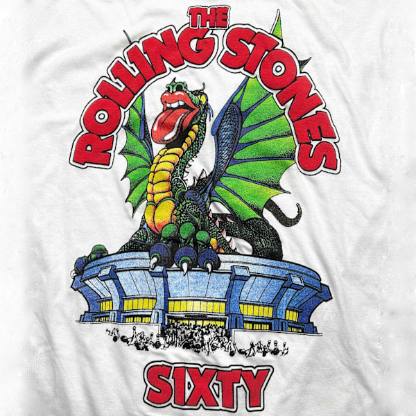 The Rolling Stones Unisex Adult Sixty Stadium Dragon Cotton T-S White S