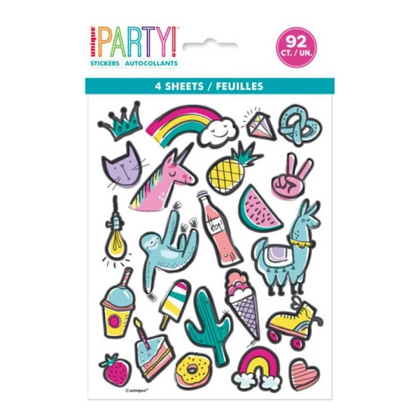 Unik fest Favorit saker födelsedag klistermärke ark en storlek M Multicoloured One Size