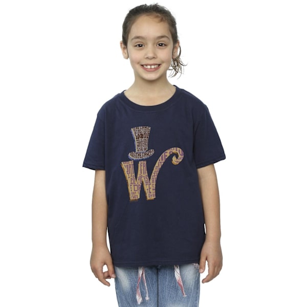 Willy Wonka Girls W Logo Hat Bomull T-shirt 9-11 år Marinblå Navy Blue 9-11 Years