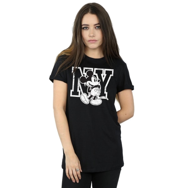 Disney Dam/Damer Mickey Mouse NY Kicking Bomull Boyfriend T-shirt Black 3XL