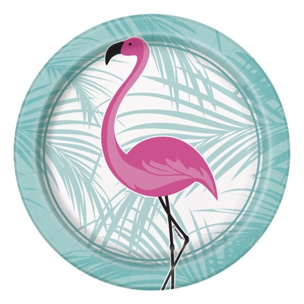 Unika engångstallrikar för Party Flamingo (paket med 8) One Size Gr Green/Pink One Size