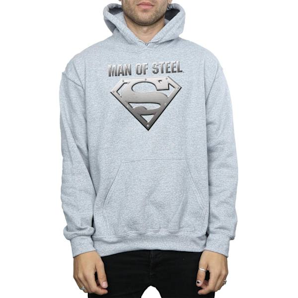 DC Comics Herr Superman Man Of Steel Shield Hoodie XL Sports Grå Sports Grey XL