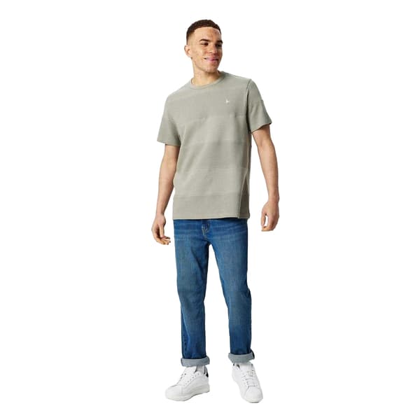 Jack Wills Herr Texturerad Randig T-shirt med Rund Hals M Silver Sage Silver Sage M