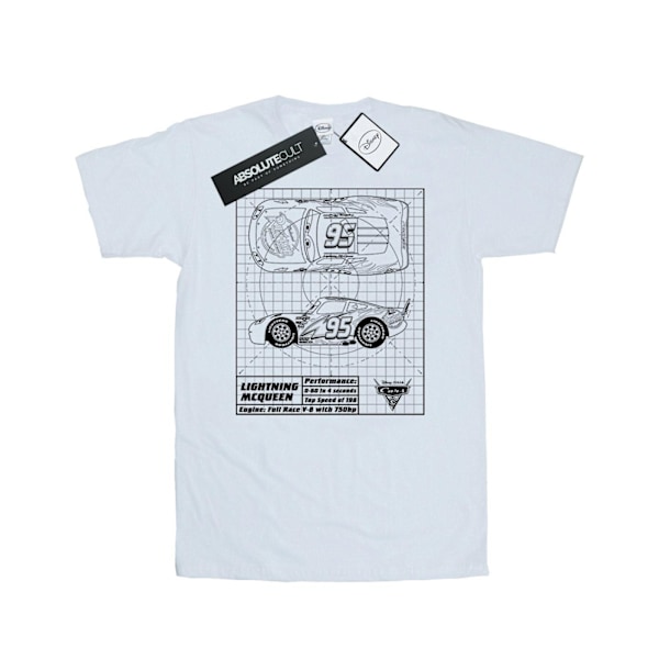 Cars Herr Blixten McQueen Blueprint Bomull T-shirt XL Vit White XL