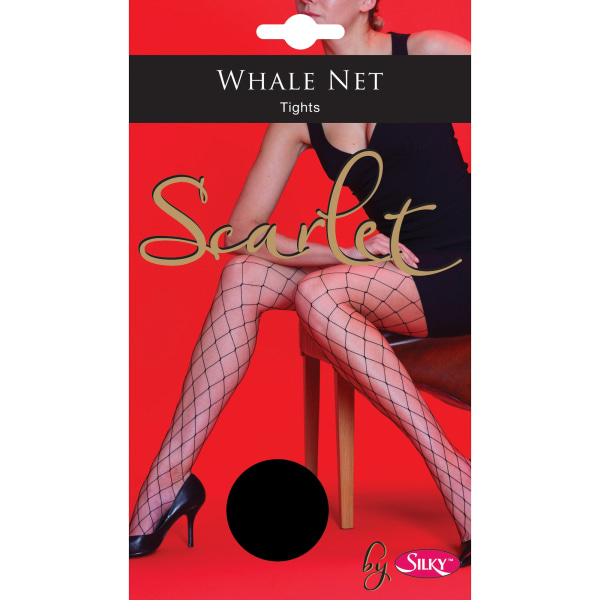 Silky Scarlet Whale Net Tights för kvinnor/damer (1 par) Large (42 Black Large (42”-48”)