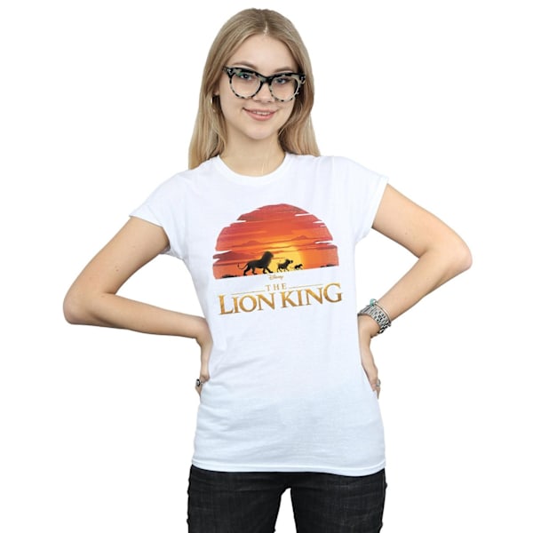 Disney Dam/Kvinnor Lejonkungen Film Solnedgång Logo Bomull T-Shirt XXL Vit White XXL