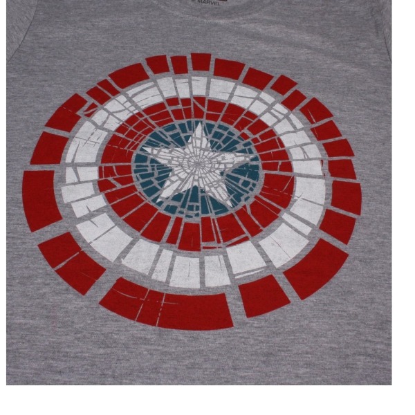 Captain America Mens Shattered Logo Marl T-Shirt S Sports Grey Sports Grey S