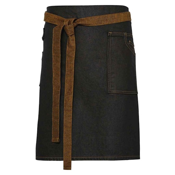 Premier Unisex Vuxen Division Vaxad Look Denim Midjeförkläde En Black/Tan Denim One Size