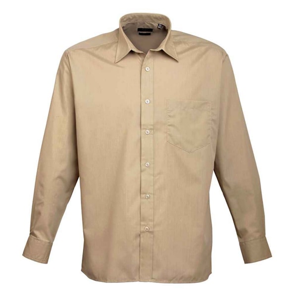 Premier Herr Poplin Långärmad Skjorta 15,5 i Khaki Khaki 15.5 in