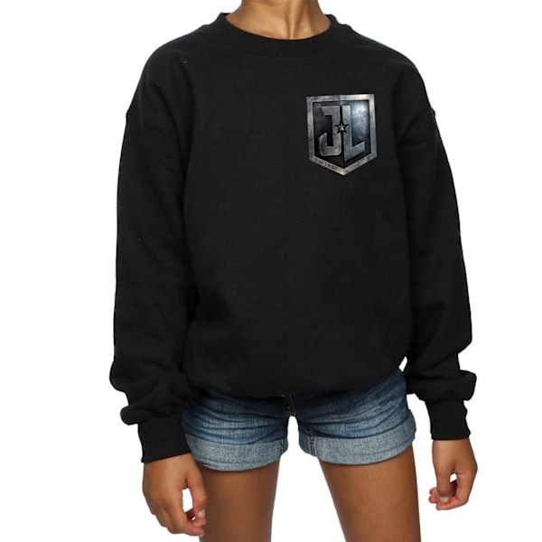 DC Comics Girls Justice League Movie Shield Faux Pocket Sweatshirt Black 7-8 Years