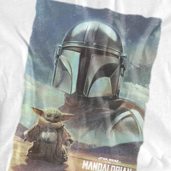 The Mandalorian & Grogu Dam/Dam Worn Poster T-Shirt S Vit White S