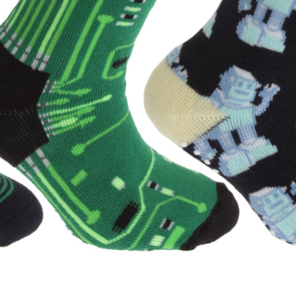 FLOSO Retro-greppstrumpor för barn (3 par) UK barn 6-8 Green/Navy UK Child 6-8.5 (EUR 23-26)