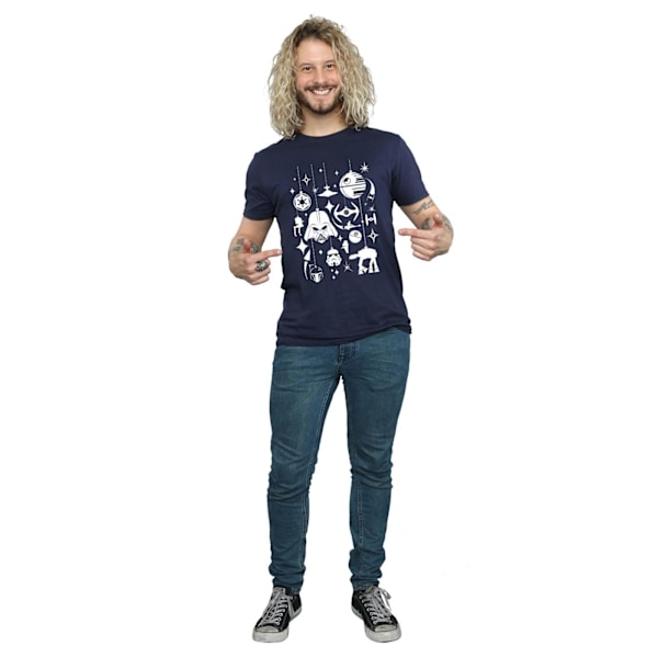 Star Wars Jul Dekorationer T-shirt L Marinblå Navy Blue L