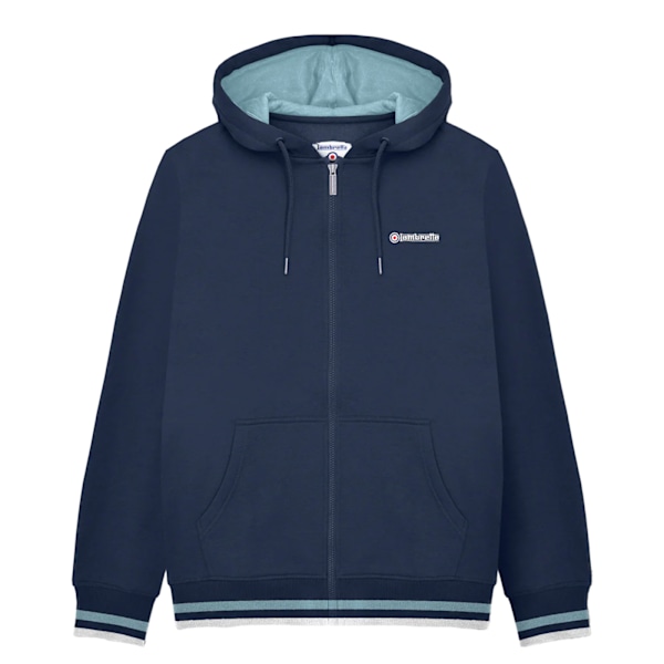 Lambretta Herr SS25 Hoodie med Full Dragkedja L Marinblå/Rökblå Navy/Smoke Blue L