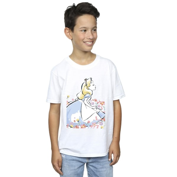 Disney Boys Alice In Wonderland Sketch Flowers T-Shirt 3-4 År White 3-4 Years