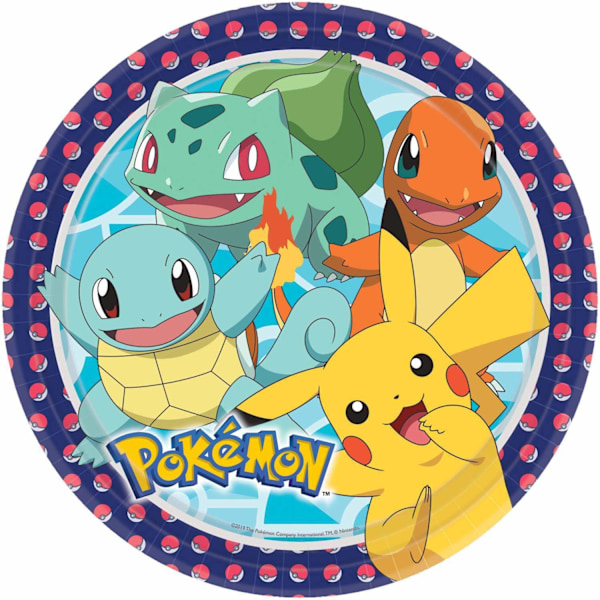 Pokemon Pappersfestplattor (Förpackning om 8) En Storlek Flerfärgad Multicoloured One Size