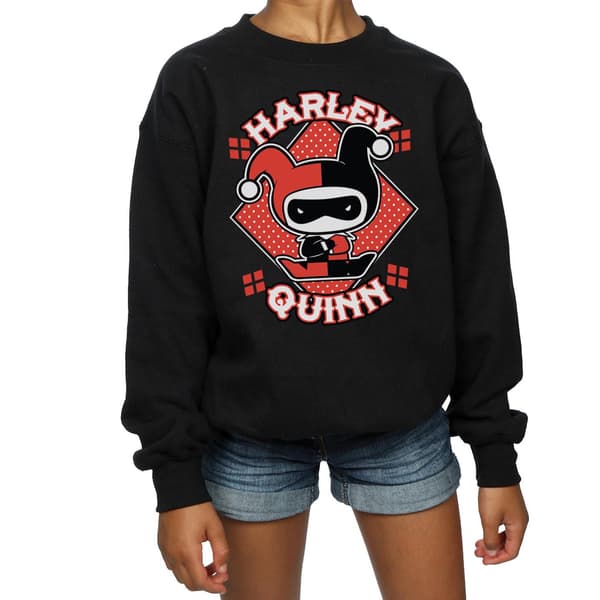 DC Comics Flickor Chibi Harley Quinn Märke Tröja 5-6 År Svart Black 5-6 Years