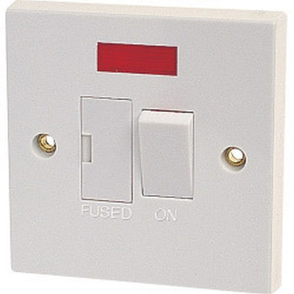Dencon 13A strömbrytare med säkring och pilotlampa till BS1363, en storlek, vit White One Size